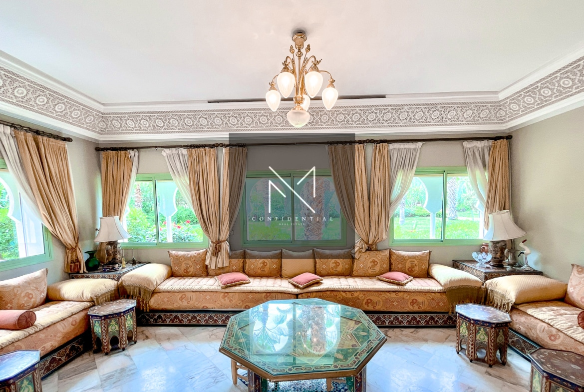 Location rez-de-jardin Marrakech Palmeraie, vue frontale golf sans vis-à-vis