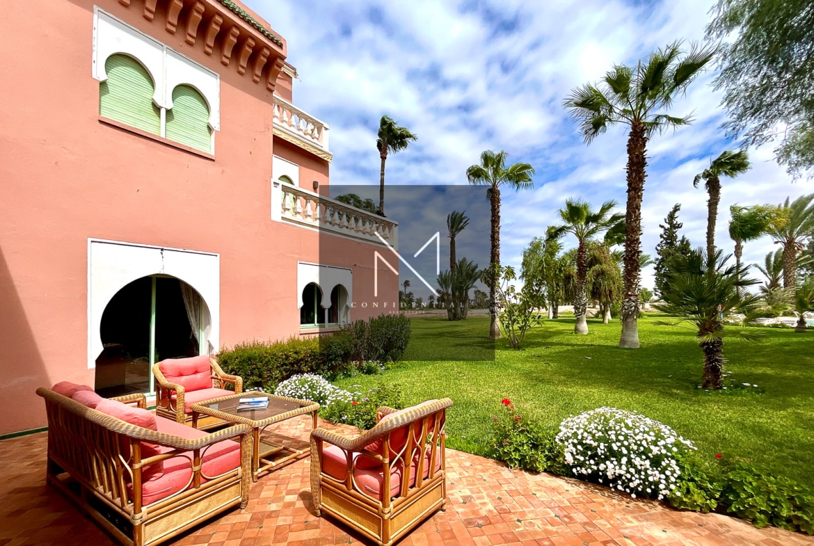 Location rez-de-jardin Marrakech Palmeraie, vue frontale golf sans vis-à-vis