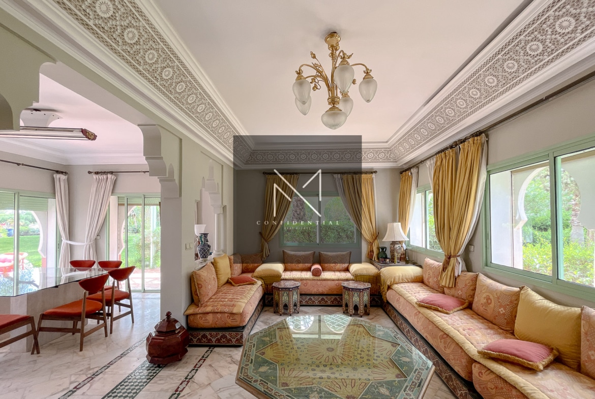 Location rez-de-jardin Marrakech Palmeraie, vue frontale golf sans vis-à-vis