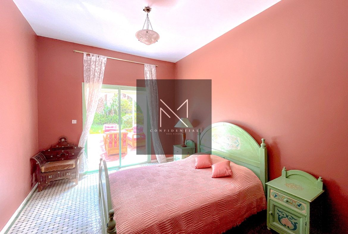 Location rez-de-jardin Marrakech Palmeraie, vue frontale golf sans vis-à-vis