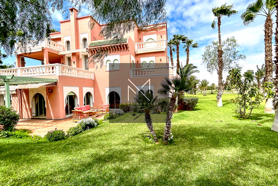 Location rez-de-jardin Marrakech Palmeraie, vue frontale golf sans vis-à-vis