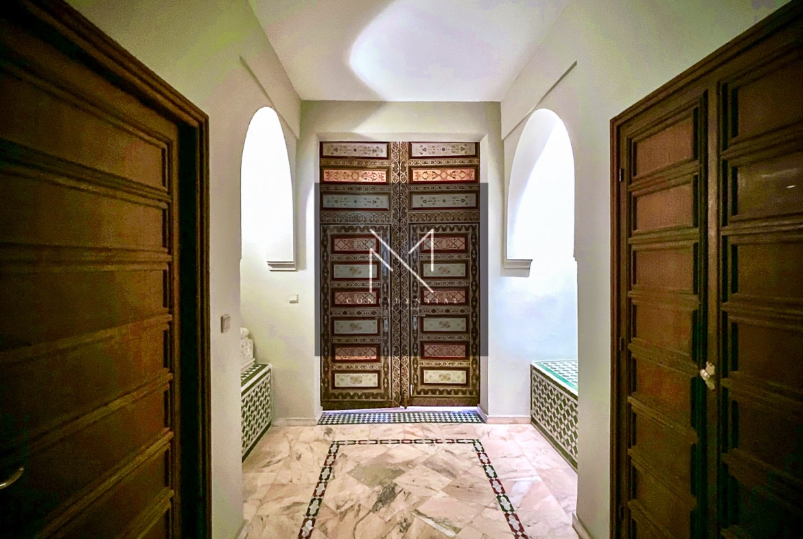 Location rez-de-jardin Marrakech Palmeraie, vue frontale golf sans vis-à-vis