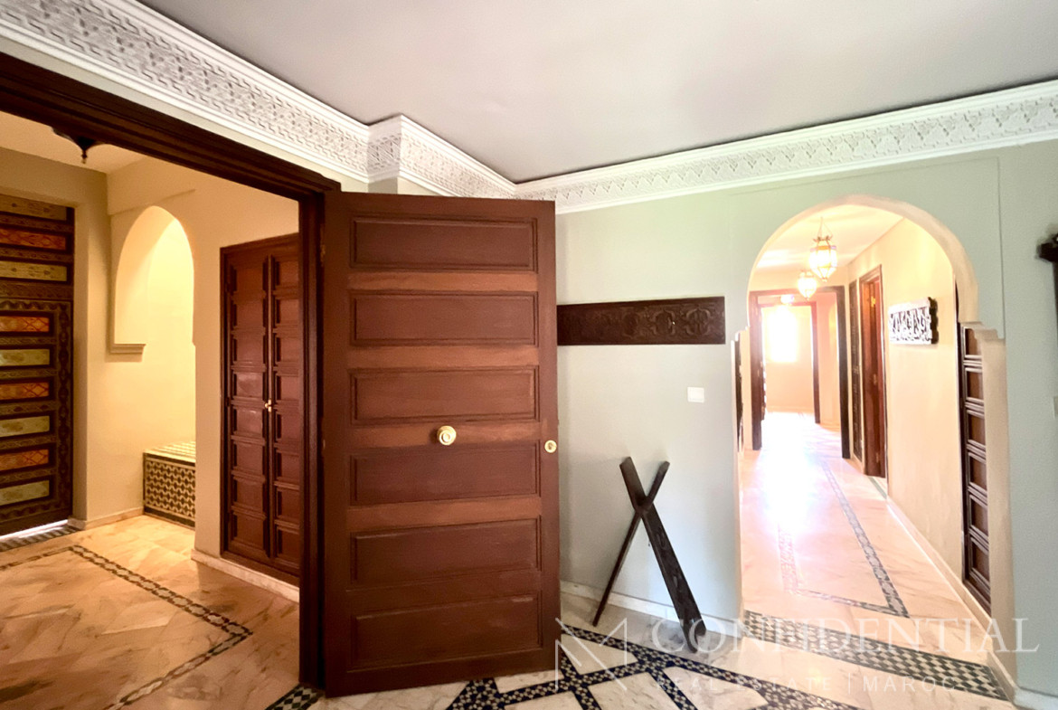 Location rez-de-jardin Marrakech Palmeraie, vue frontale golf sans vis-à-vis