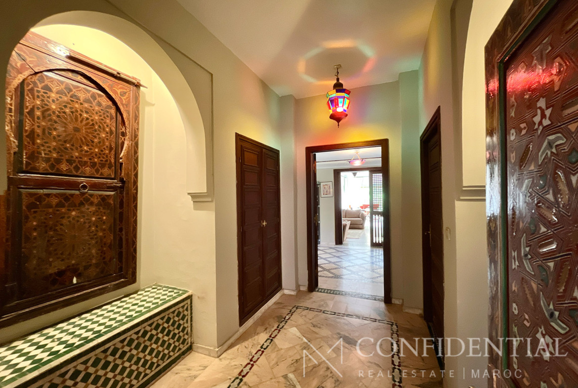 Location rez-de-jardin Marrakech Palmeraie, vue frontale golf sans vis-à-vis