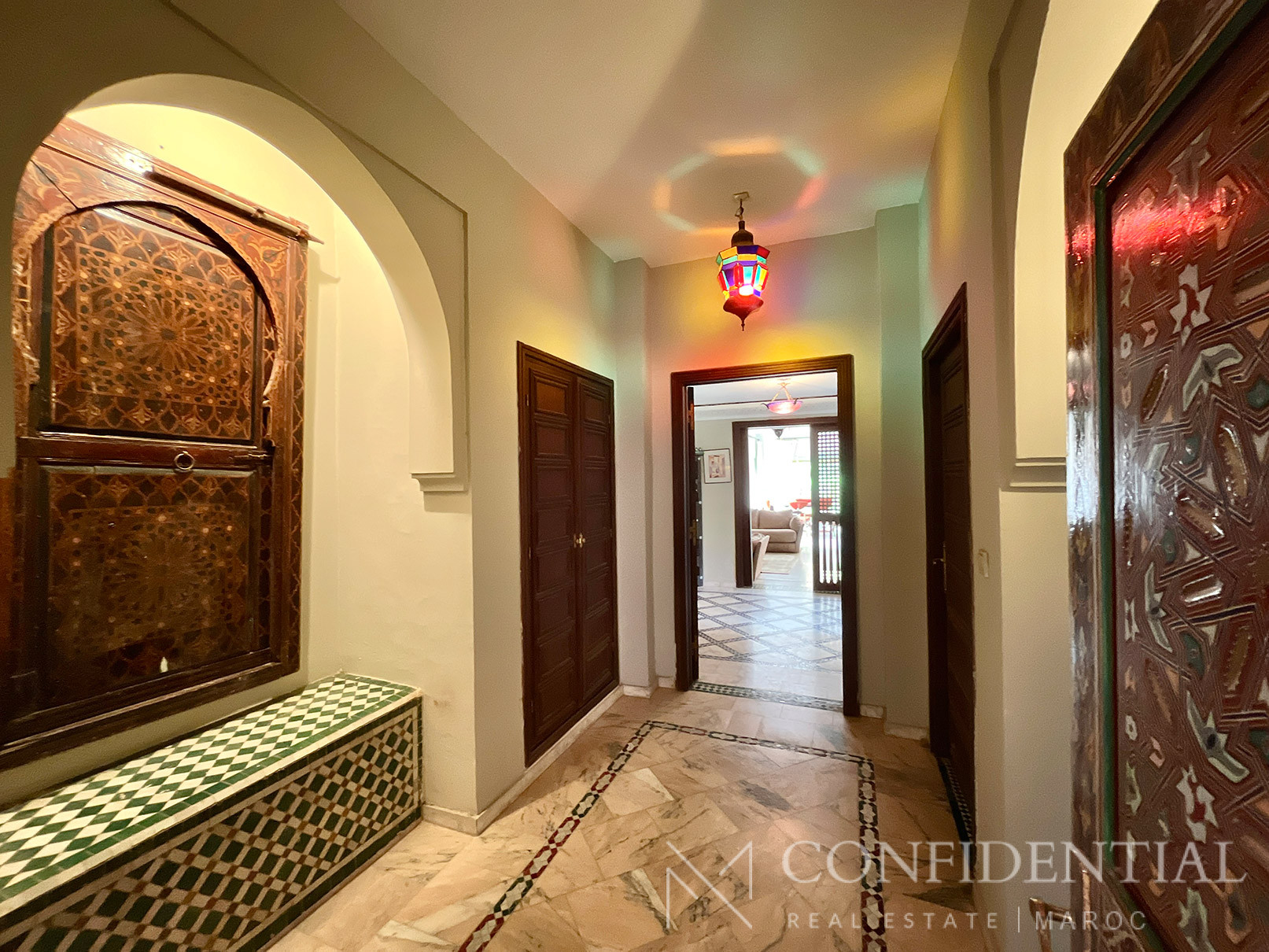 Location rez-de-jardin Marrakech Palmeraie, vue frontale golf sans vis-à-vis