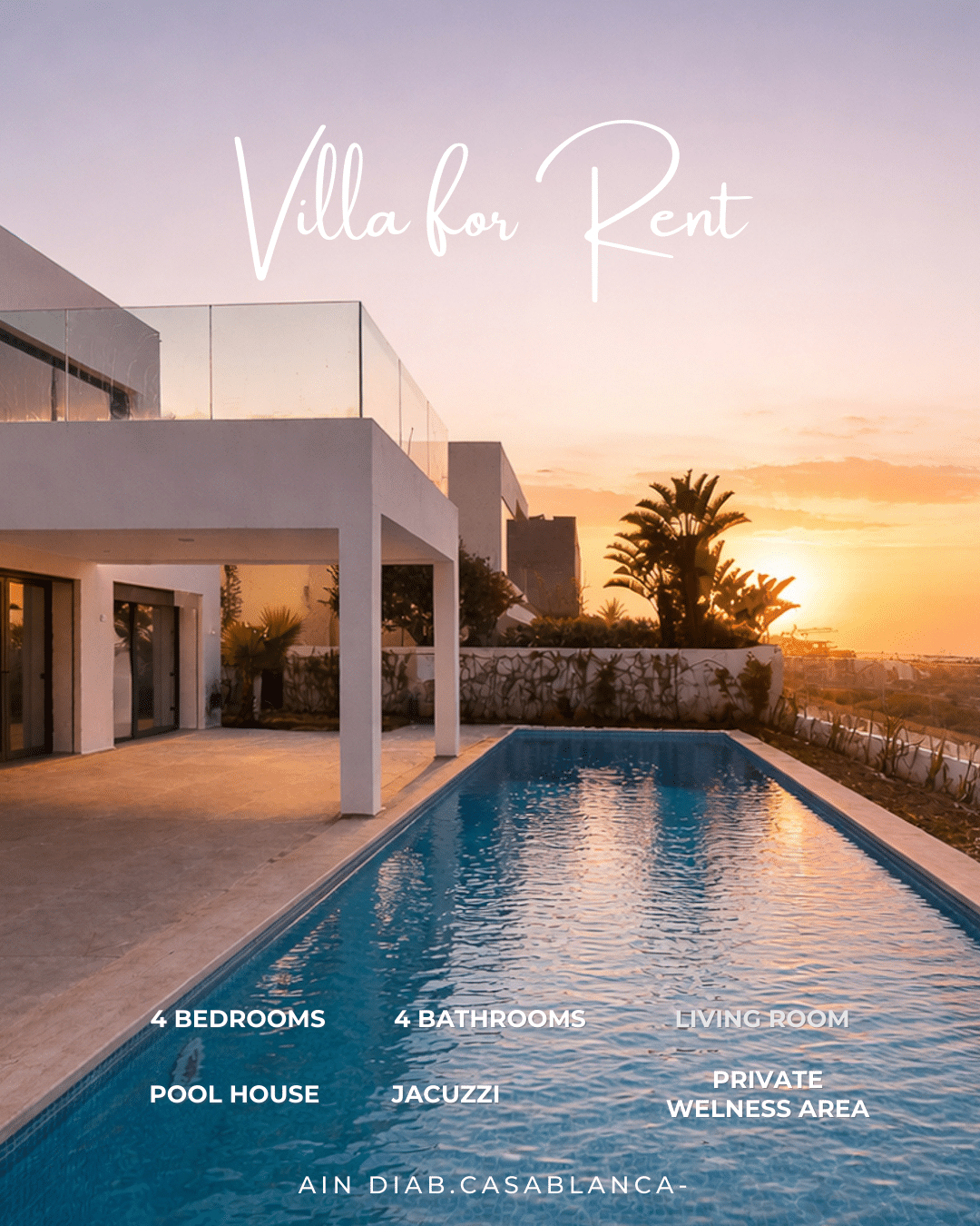 Piscine–extérieur–face–océan–Villa––Ain Diab